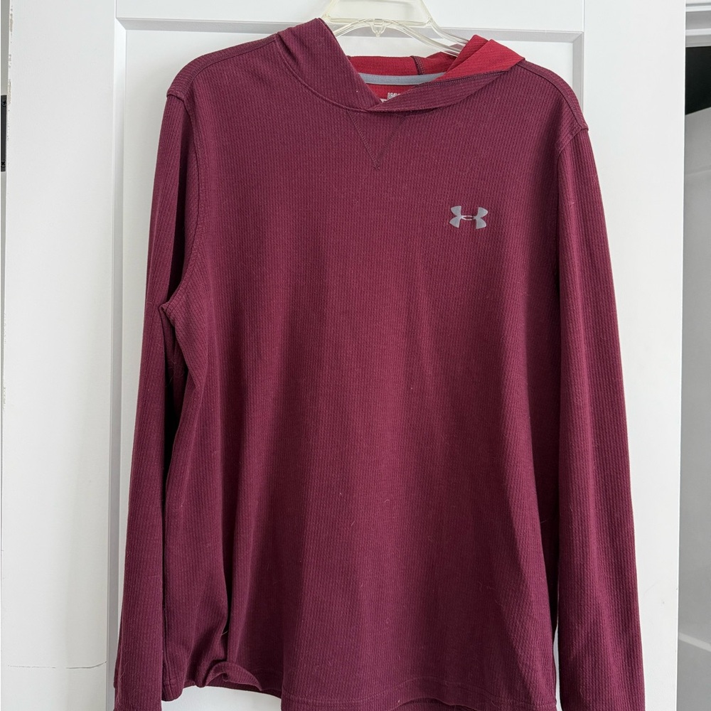 2- Under Armour Burgundy & gray Long Sleeve Pullover hoodie large